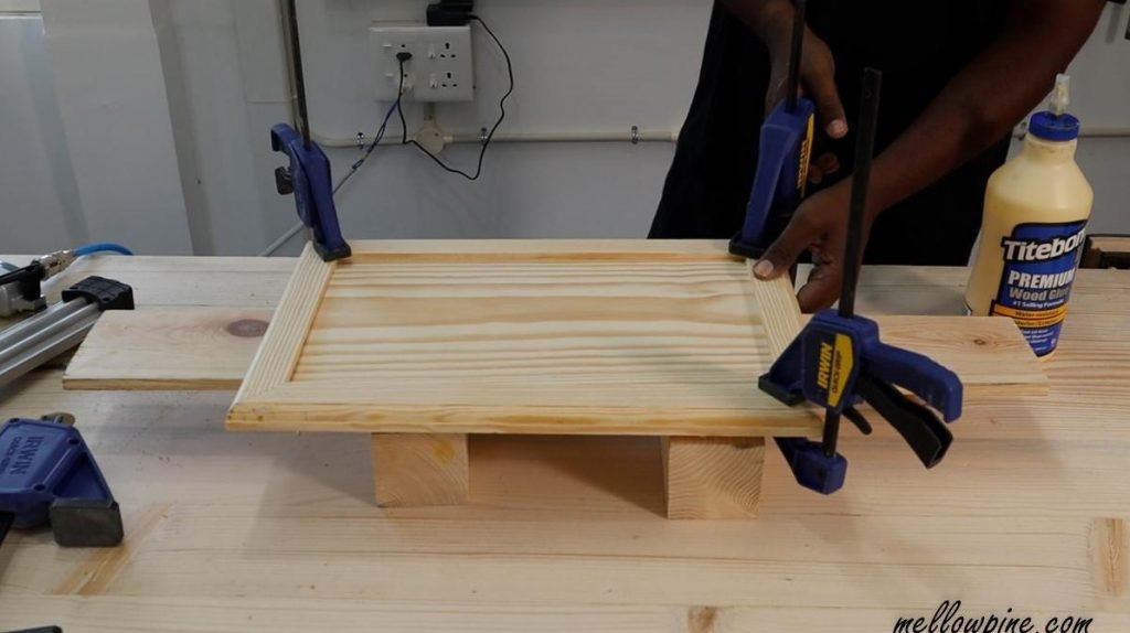 clamping the board after glue up