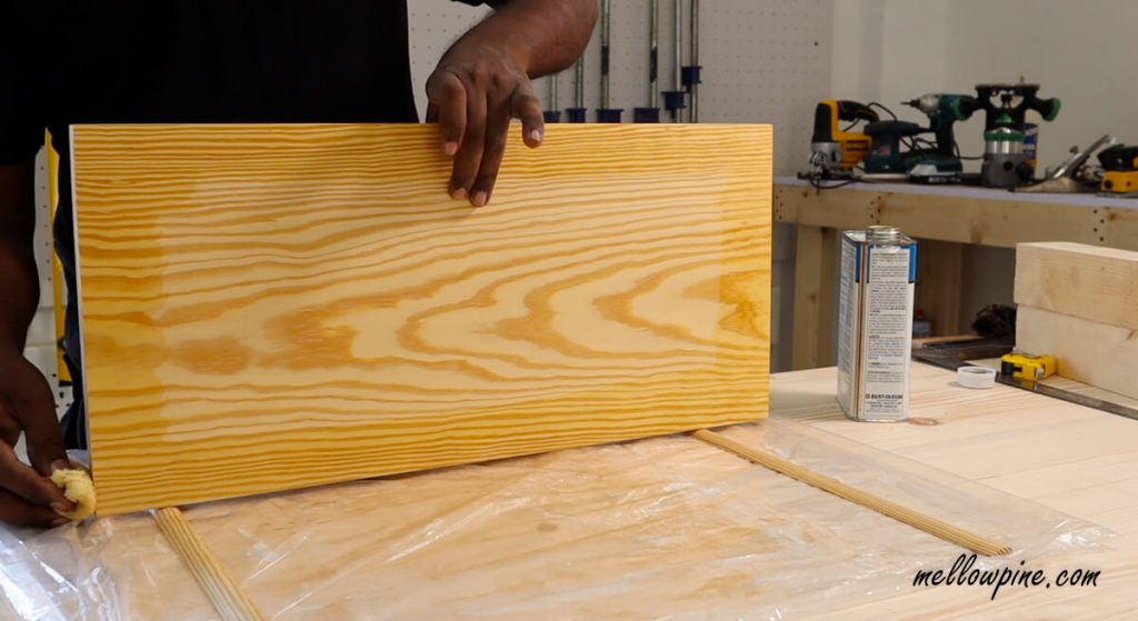 apply teak oil on the front side skipping the center part