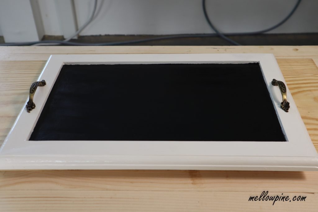 Completed chalkboard serving tray