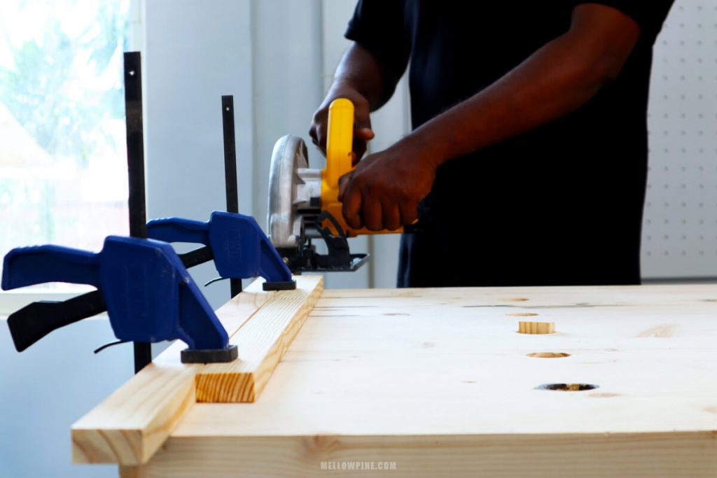 cutting the wood