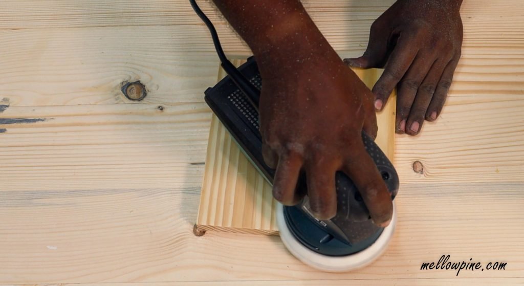 sanding the base piece