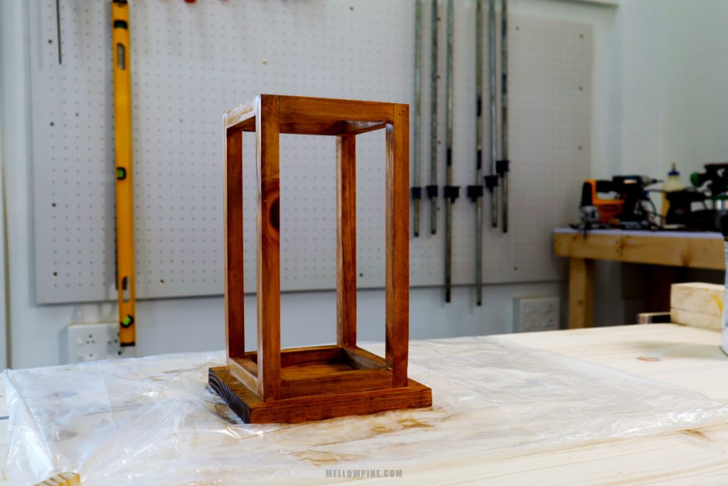 wood lantern after finishing with danish oil