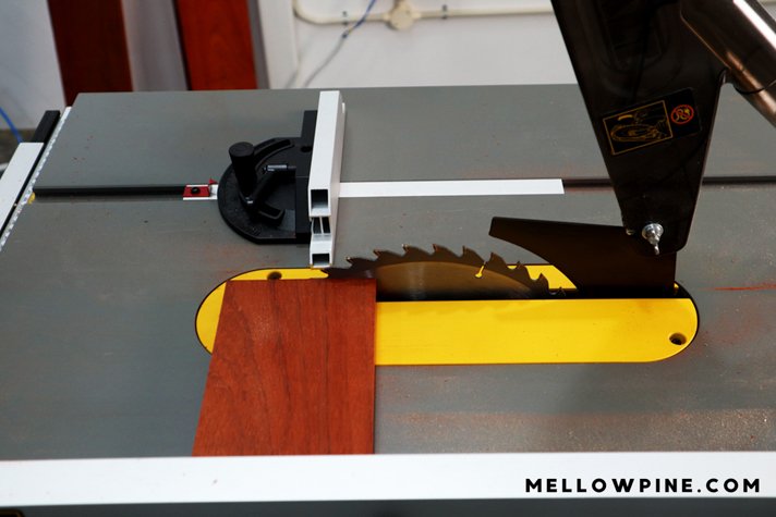 cutting the 1 inch thick padauk board