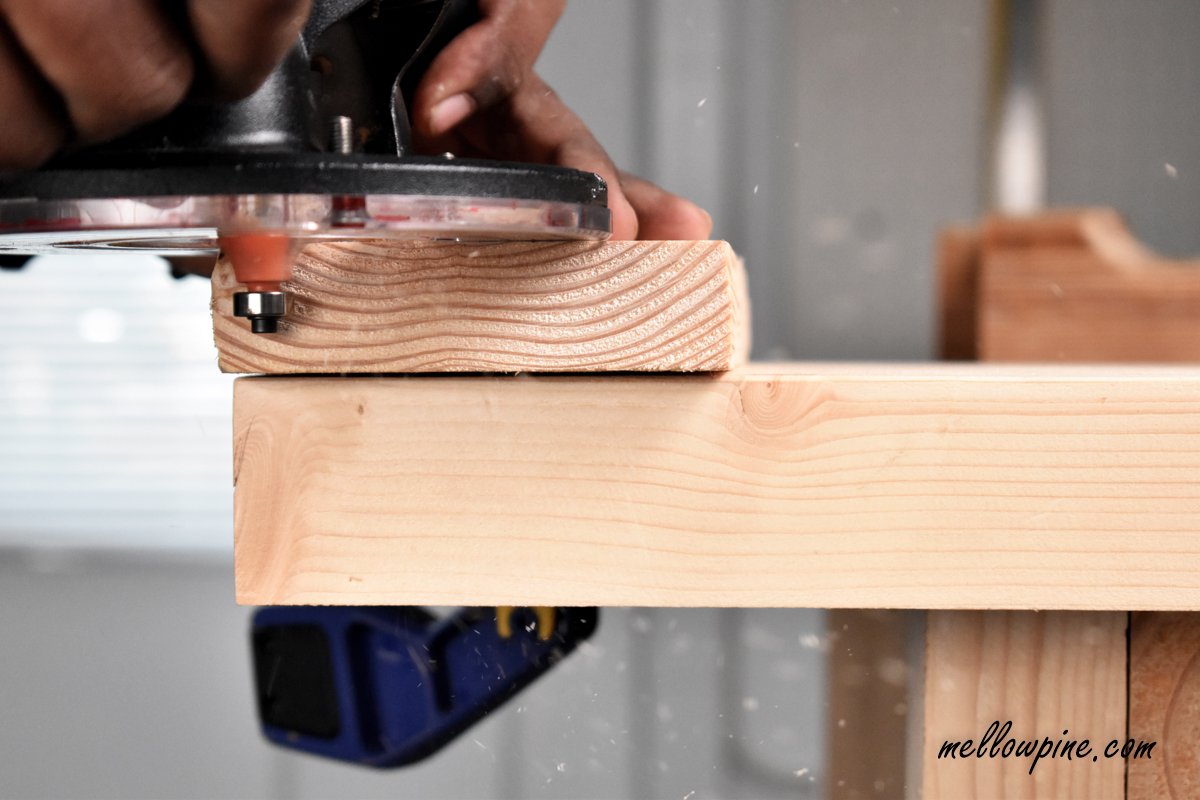 Router on end grain of pine