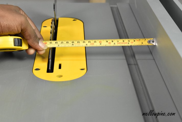 measuring table saw with tape