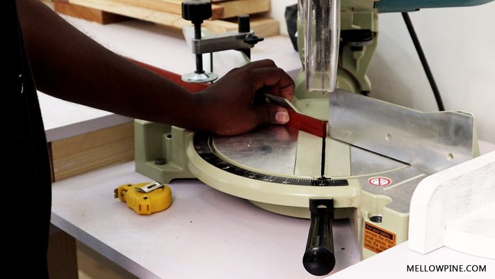 sizing the lining pieces on the miter saw