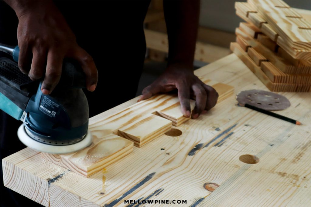 sanding the pieces