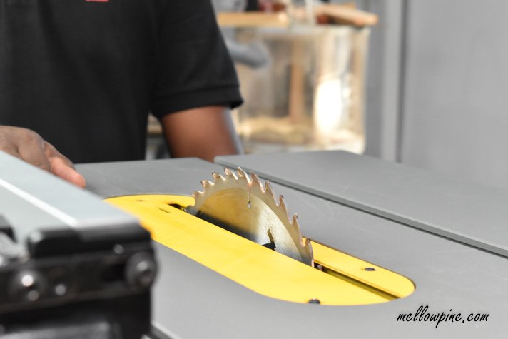 direction of table saw blade towards you