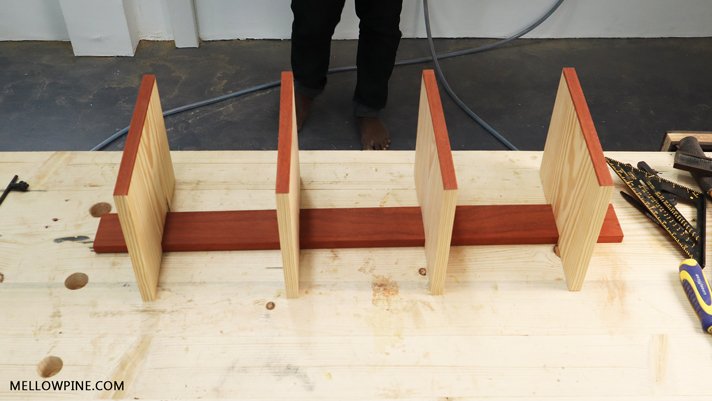 checking dry-fit of the shelves