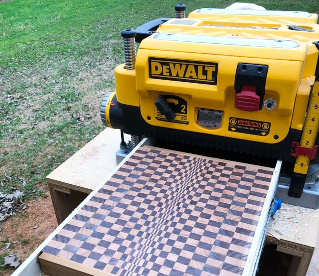 end grain cutting board through planer