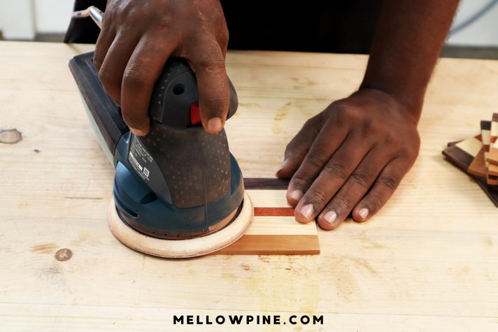 sanding the coasters
