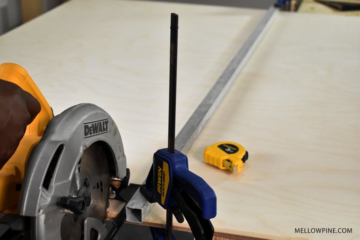 Cutting the plywood sheet
