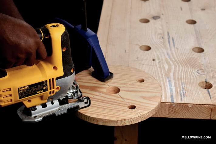 Cutting out the channel in the holder using jig saw