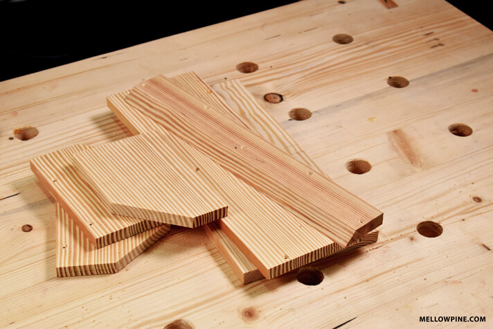 All the pieces for the produce bin after countersinking