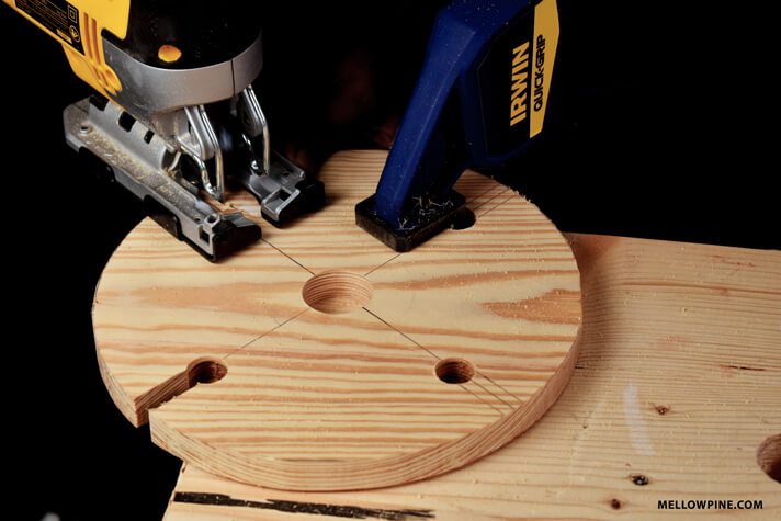 Cutting out the channel in the holder using jig saw