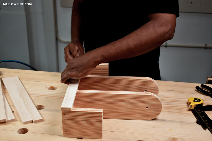 fixing the slats on the Wine Caddy