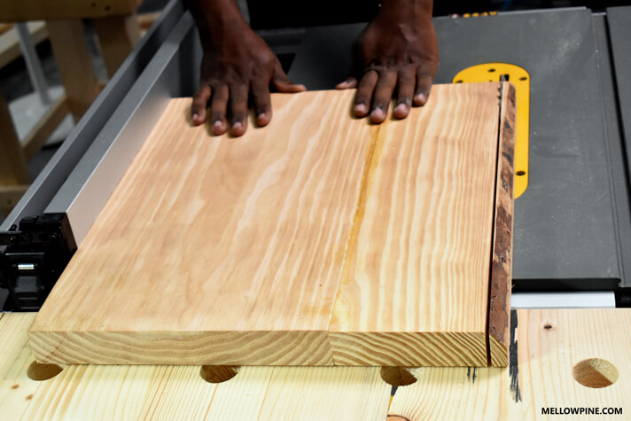 Cutting the excess wood off from the leg piece