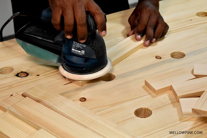 sanding the wood
