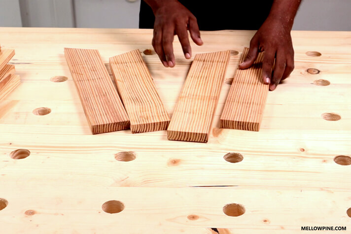 Base pieces with edges mitered as per plan