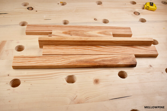 All pieces for the plant stand ready after cutting