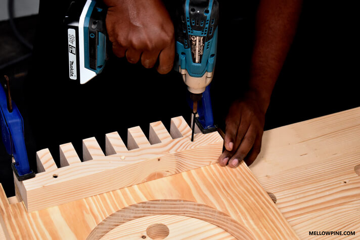 Fixing the support piece on to the leg using screws