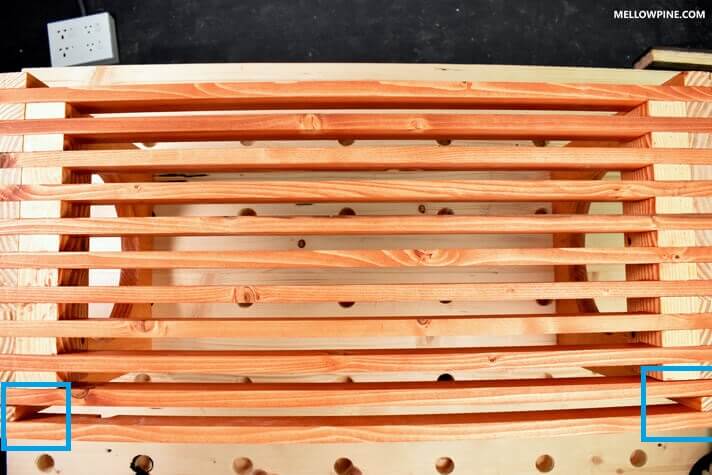 Gap between the end slat and the slat next to it
