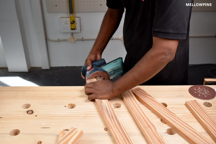 Sanding the pieces