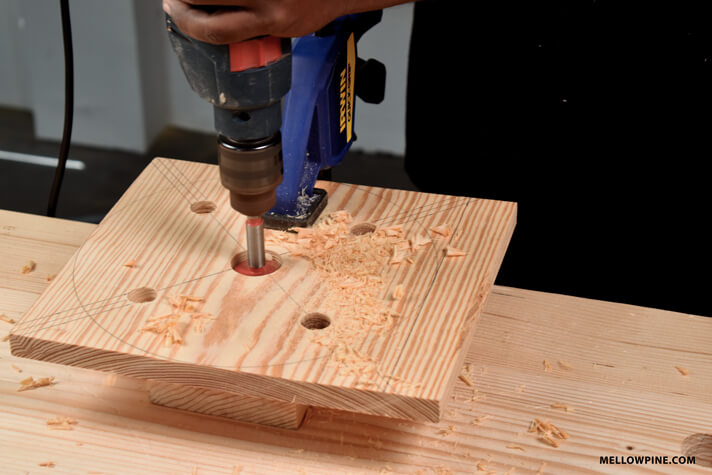 Drilling the center hole using a Forstner bit
