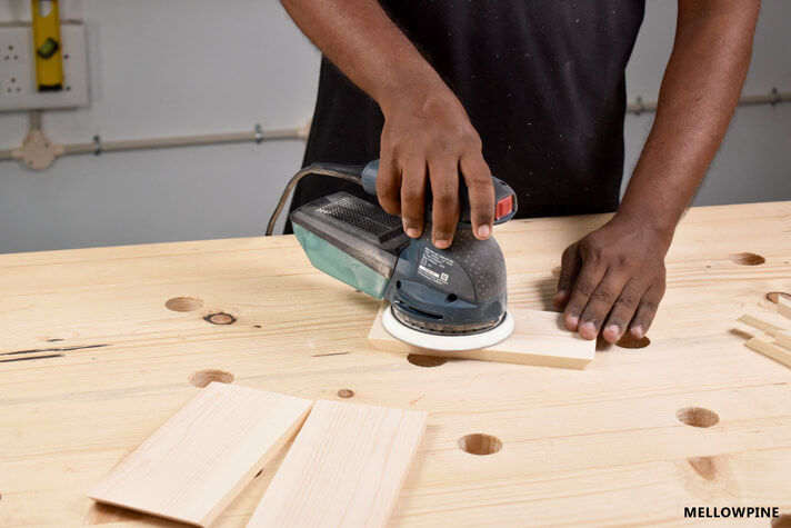 Sanding each piece