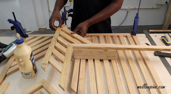 Nailing and gluing wall art pieces