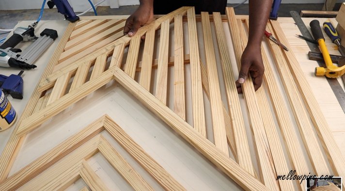 Nailing and gluing wall art pieces
