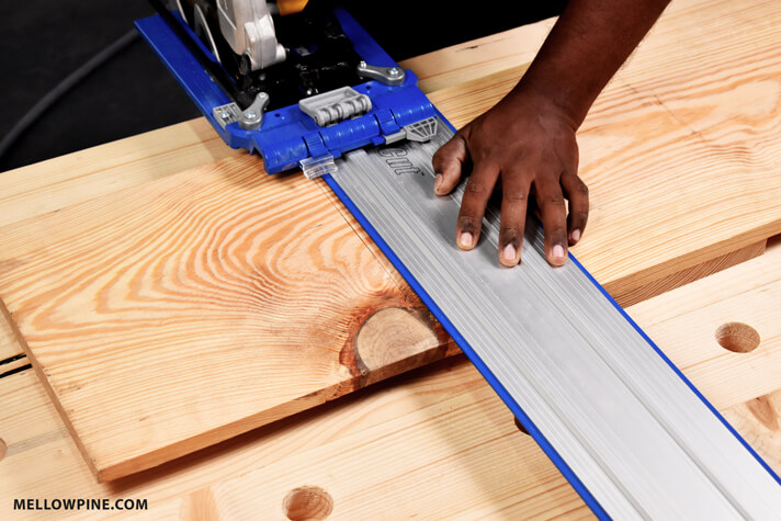 Cutting the Lumber for the top and the legs using circular saw