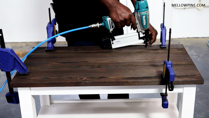 Nailing the table top to the frame
