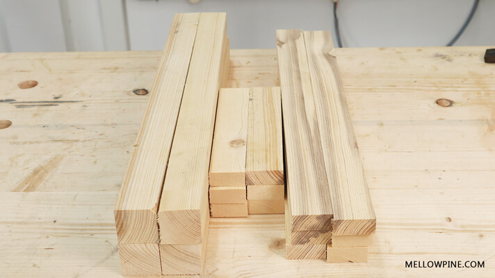 Lumber Pieces for the frame of kitchen cart
