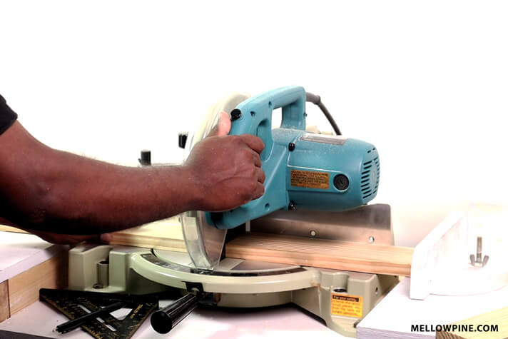 Making the bracing pieces on the miter saw