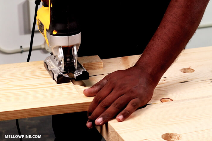 Cutting the slot in the legs of the stool