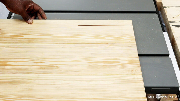 Cutting off two inches from the table top to make it 16 inches wide