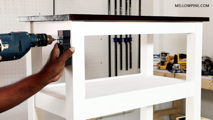 Drilling the holes for the towel bar