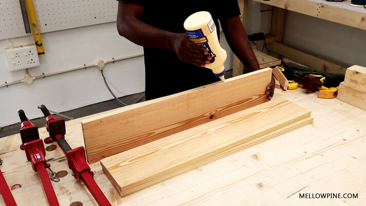 Gluing up the table top panels