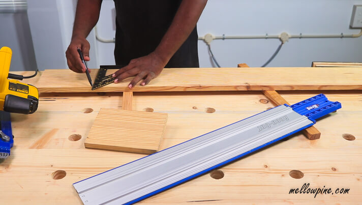 Cutting the lumber for the side piece