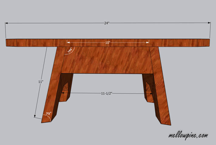 DIY Wooden Stool Plan-side view