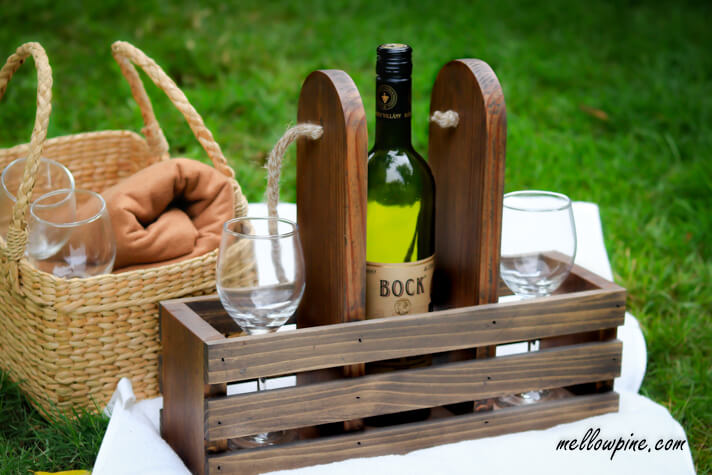 DIY Wine Bottle and Glass Caddy