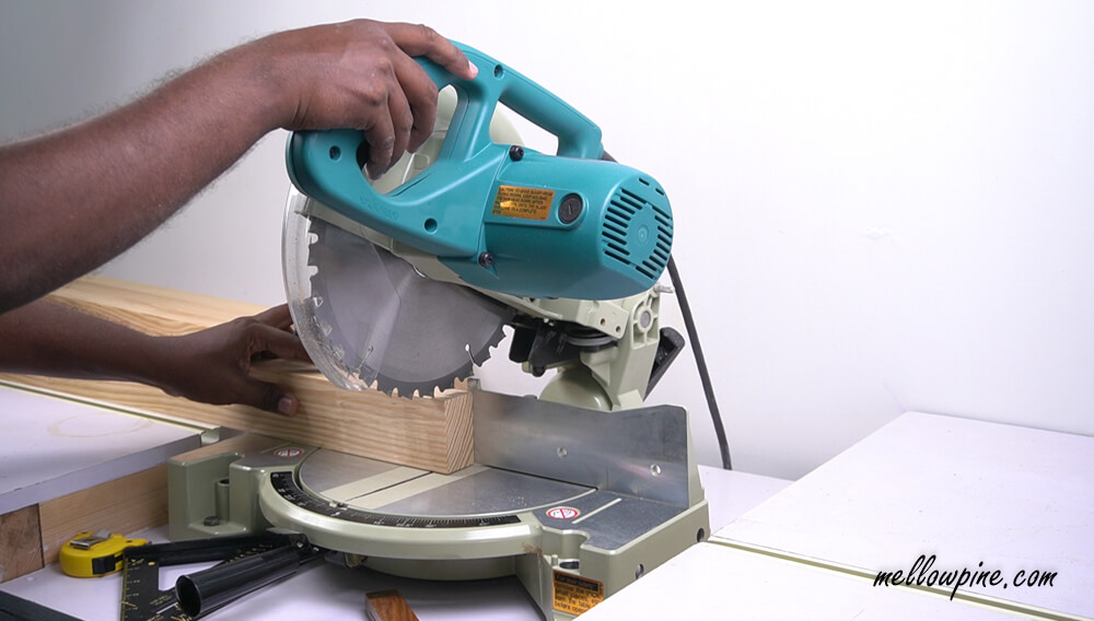 Cutting the frame pieces on the miter saw