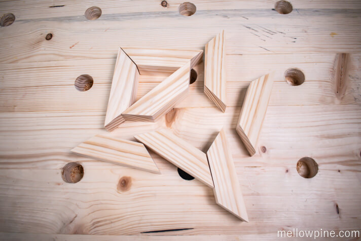 Eight Inclined bracing pieces ready for joining