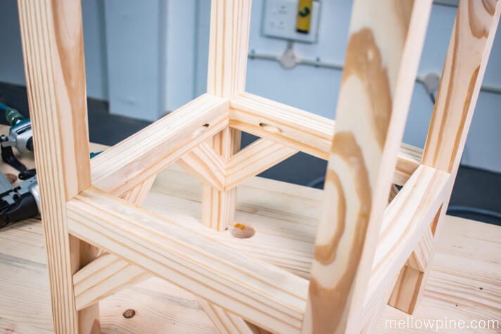 Completed stool frame