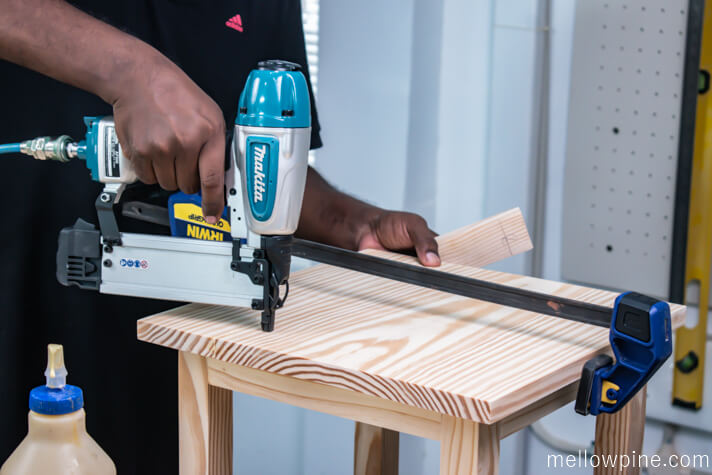 Nailing the top pieces to the frame