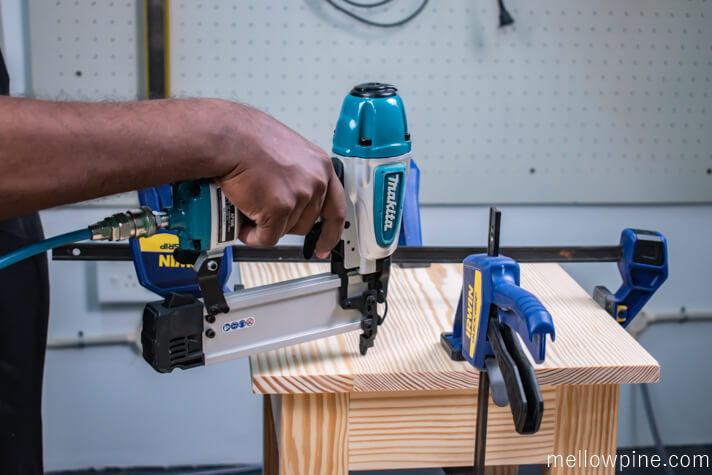Fixing the top seating piece to the frame using nail