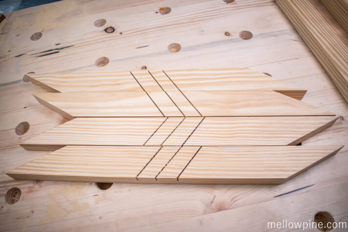 Cuts in the X brace before chiseling