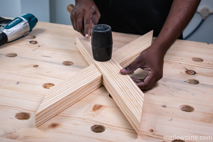 Fitting the X Brace using mallet