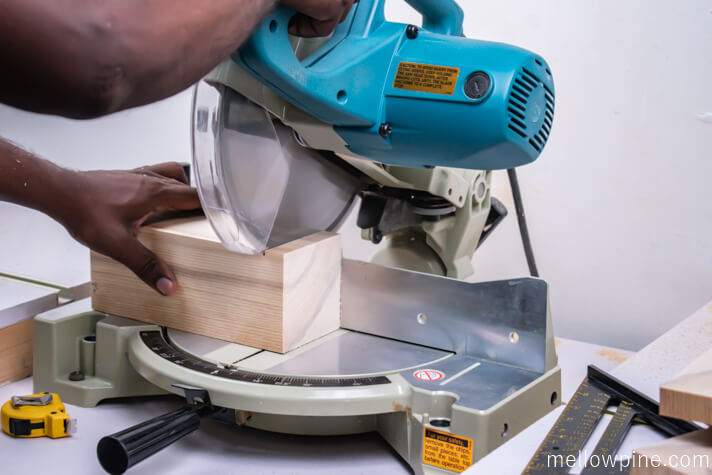 Making the square pieces from 4 x 4 lumber